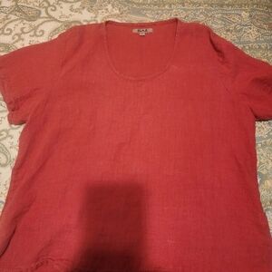 Flax Linen Coral T-Shirt (L) B: 50"